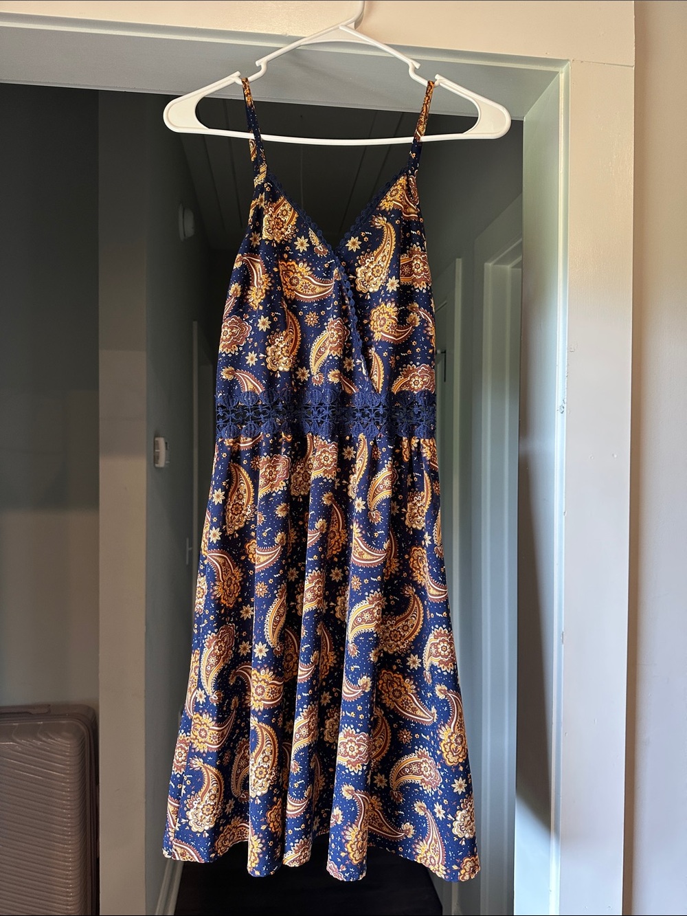 Navy Paisley Spaghetti-Strap Sundress